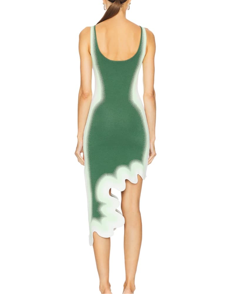 PH5 Wavy Asymmetrical Green Midi Dress - Image 2