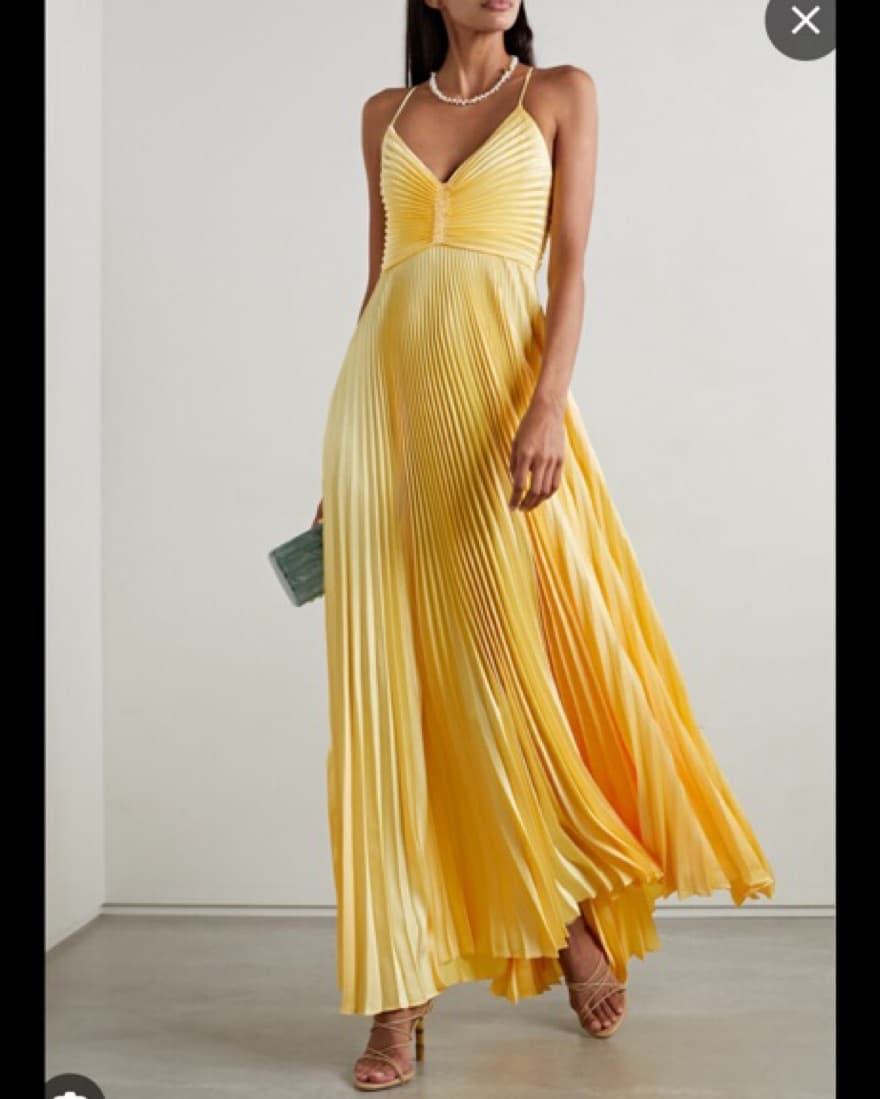 ALC Aries Yellow Pleated Satin Maxi - Image 1