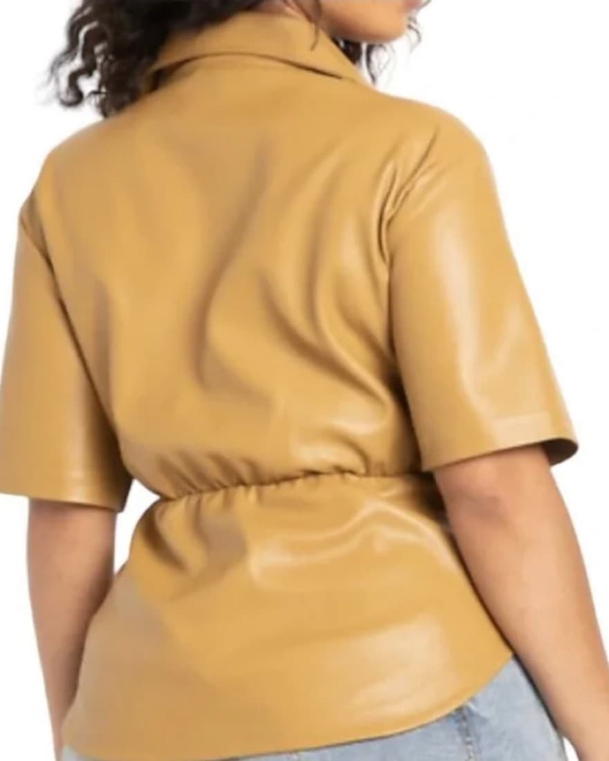 Eloquii faux Leather Top In Mustard - Image 2