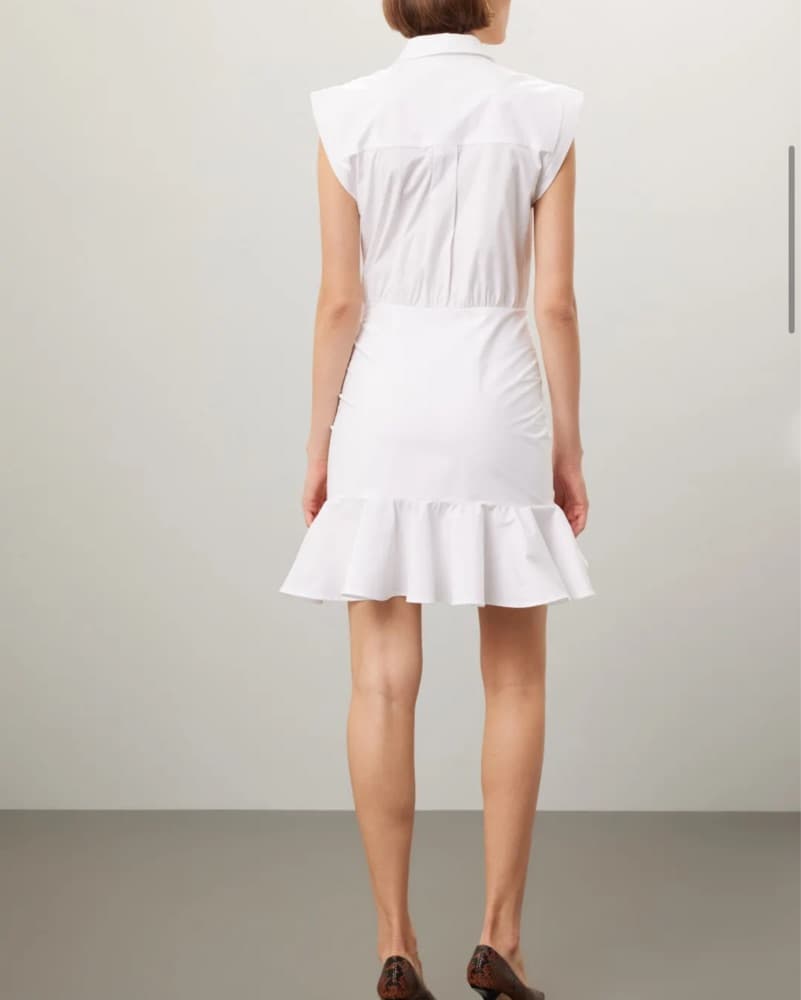 Veronica Beard White Ruched Shirt Dress - Image 3
