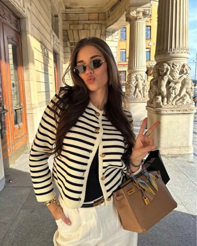J. Crew Striped Knit Lady Jacket - Image 3