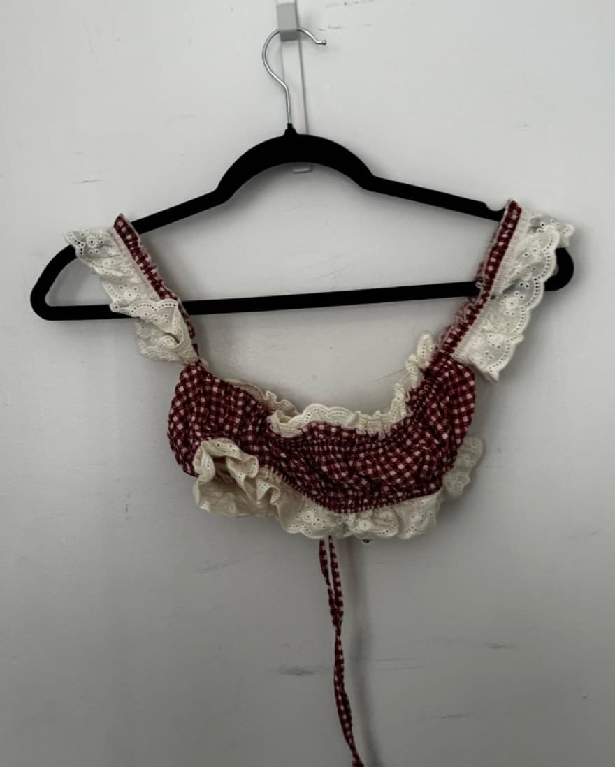 Gingham Lace crop top - Image 2