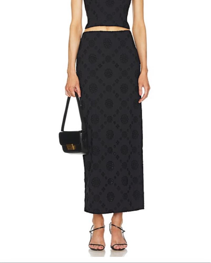 Helsa Black Floral Midi Skirt - Image 1