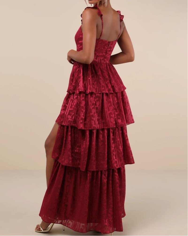 Ruffled Satin Maxi Dress - Image 3
