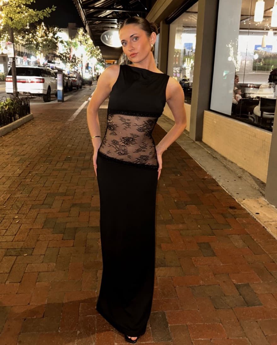 Black Lace Maxi Dress - Image 1