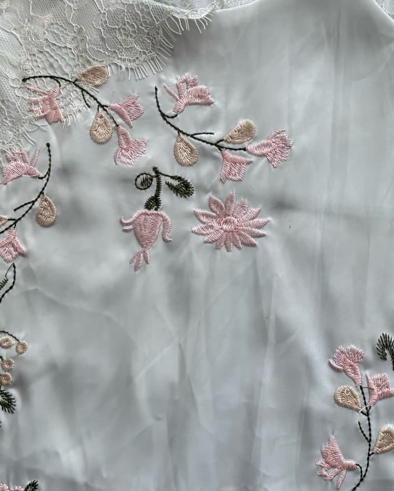 Elegant Floral Embroidered Satin Slip Dress - Image 4