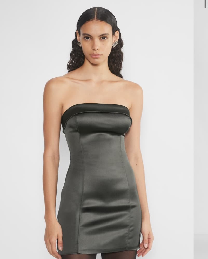 Sleek Satin Strapless Mini Dress - Image 1