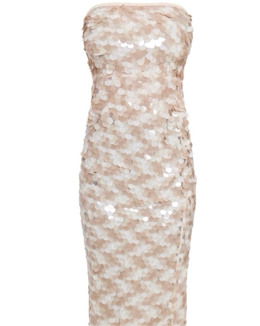 Champagne Sequin Bandeau Dress - Image 4