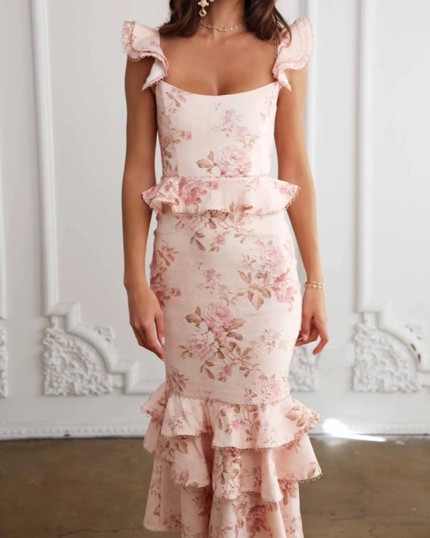 V. Chapman Violet Dress Peach Tapestry - Image 3