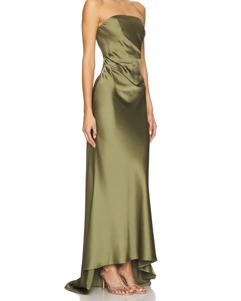 Lucile Strappless Gown In Pesto - Image 2