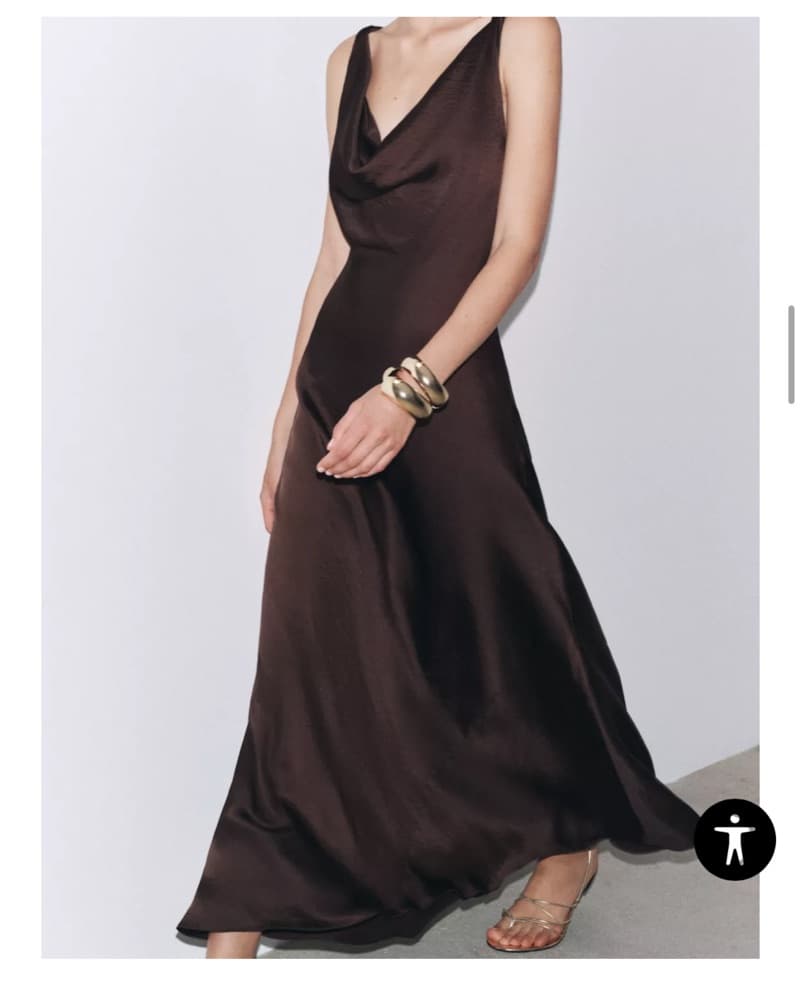Chocolate Brown Satin Maxi Dress  - Image 2