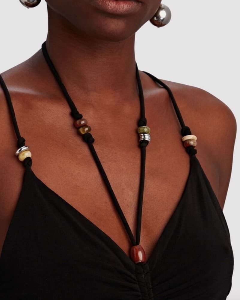 A.L.C. Black Mini Dress W/ Beaded Straps - Image 2