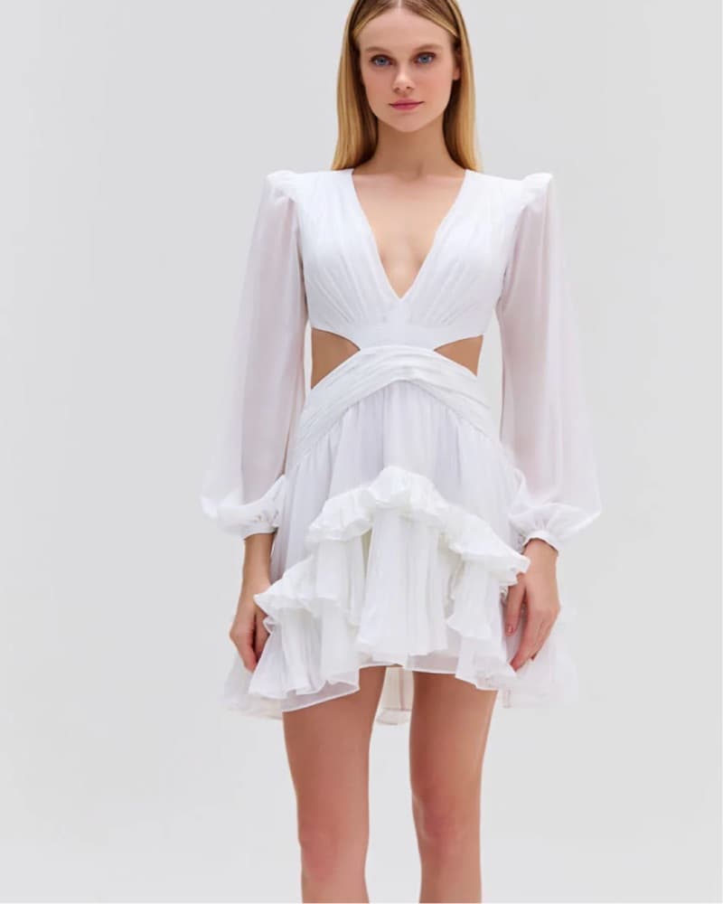 Elegant White Ruffle Dress - Image 3
