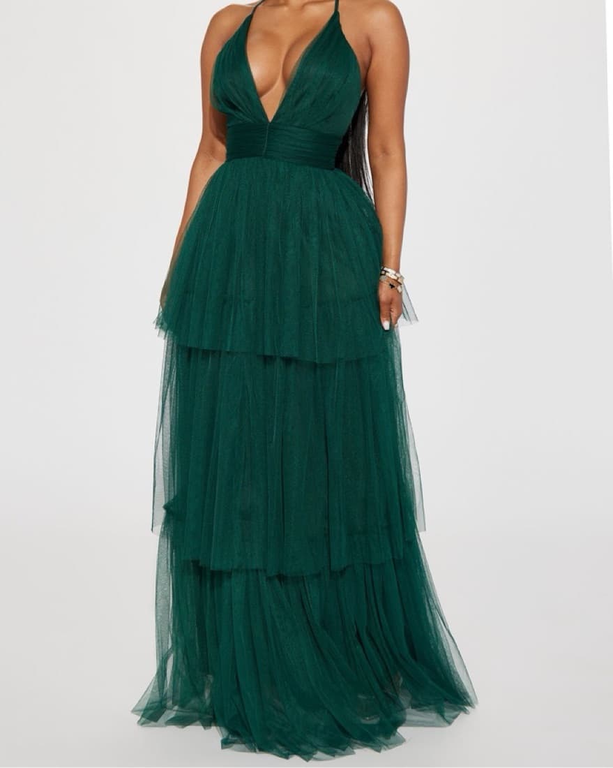 Captivating Emerald Green Tulle Dress - Image 4