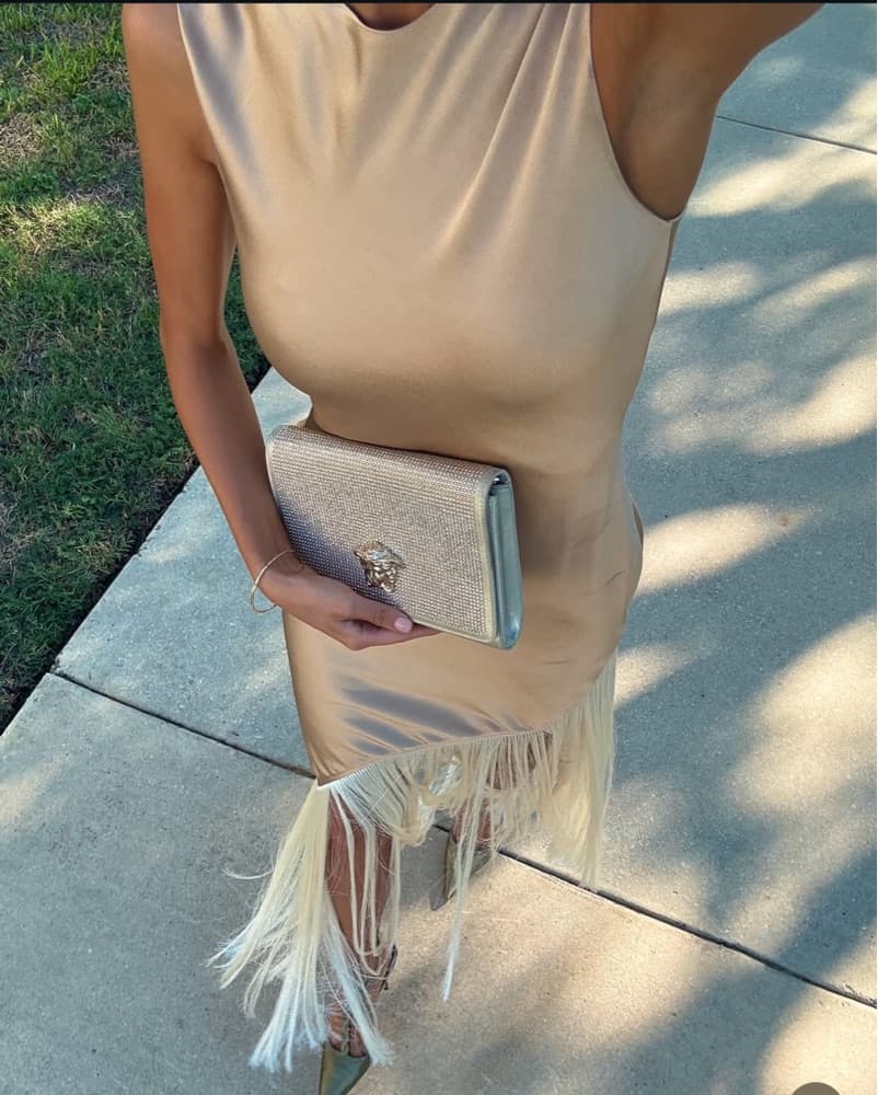 ASYMMETRICAL SATIN DRESS WITH FRINGES - Image 5