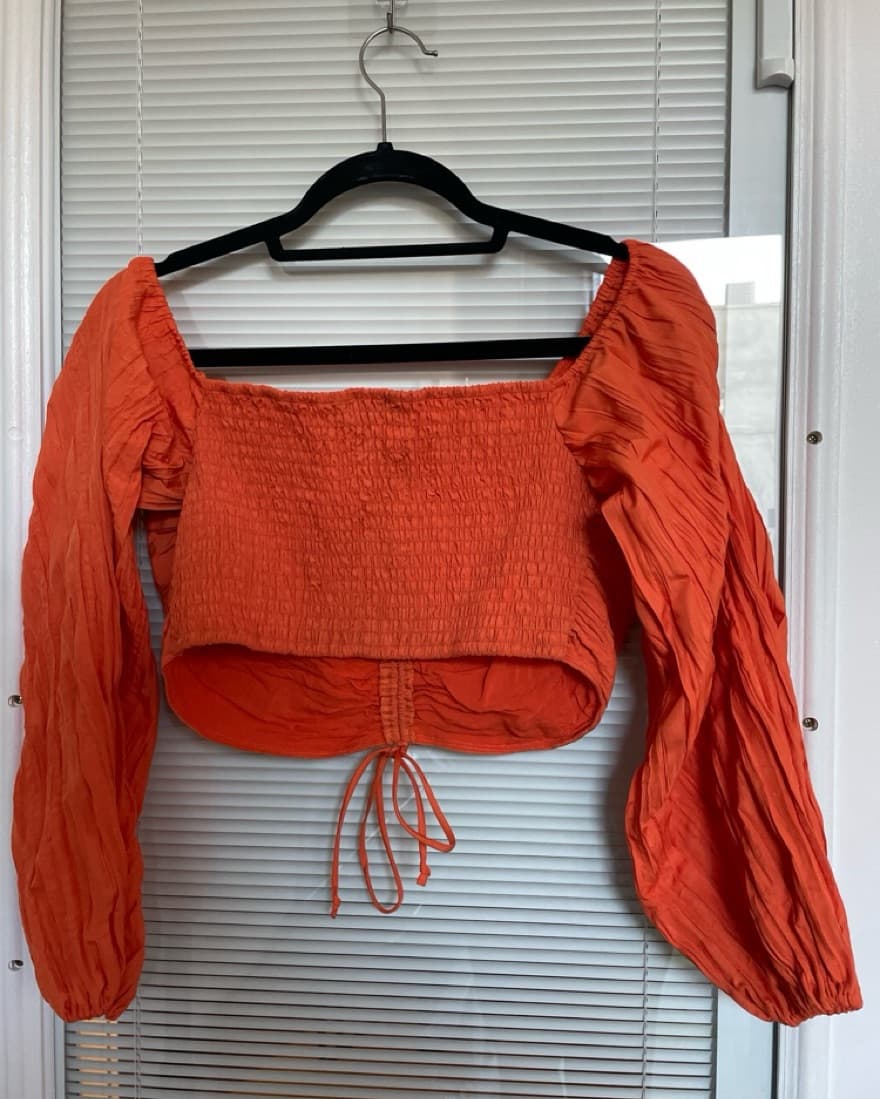 Orange Long Sleeve Crop Top - Image 2