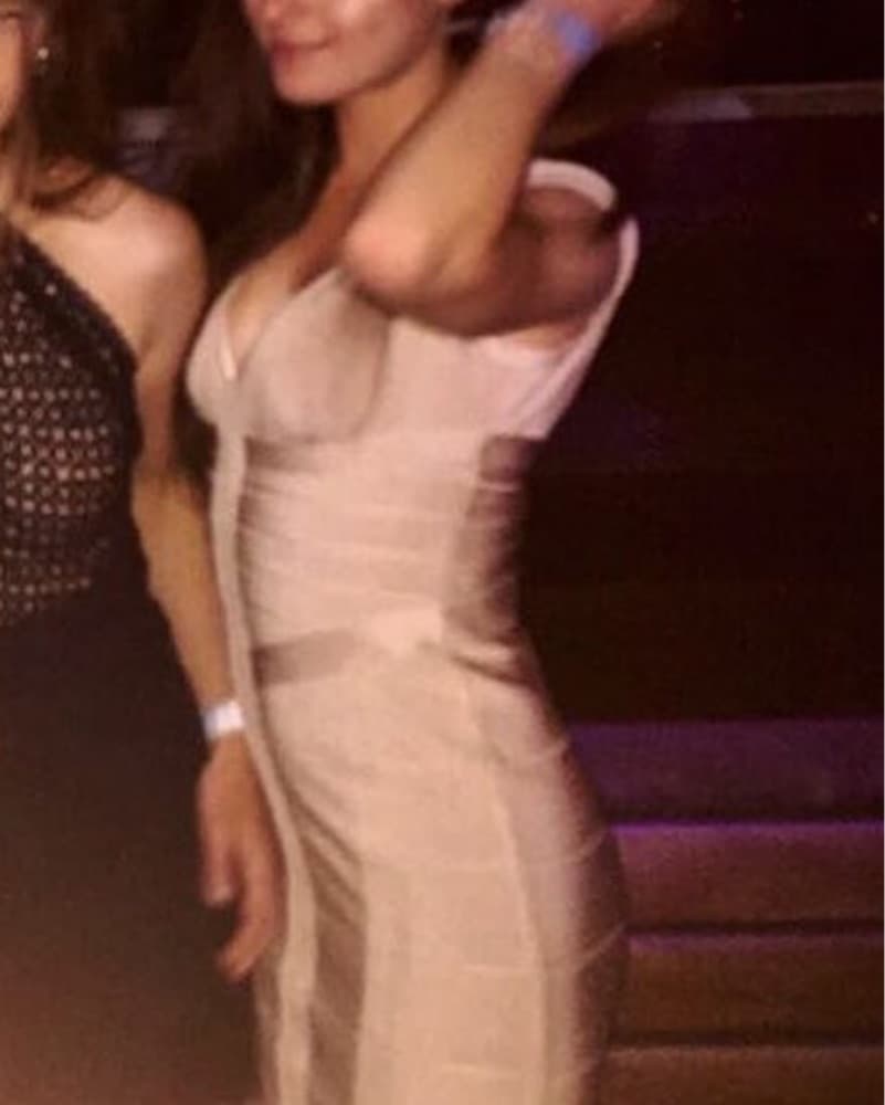 Herve Leger 2000s Tan Bodycon Mini Dress - Image 3