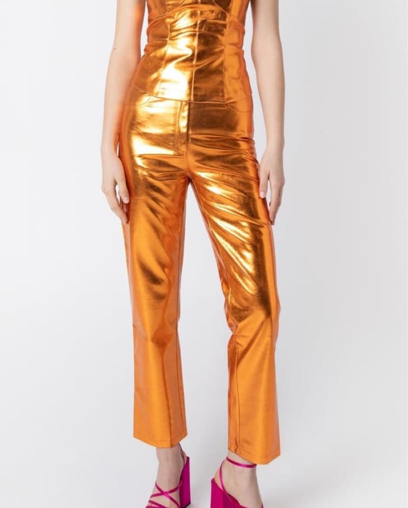 Orange Metallic High Waisted Trouser - Image 1