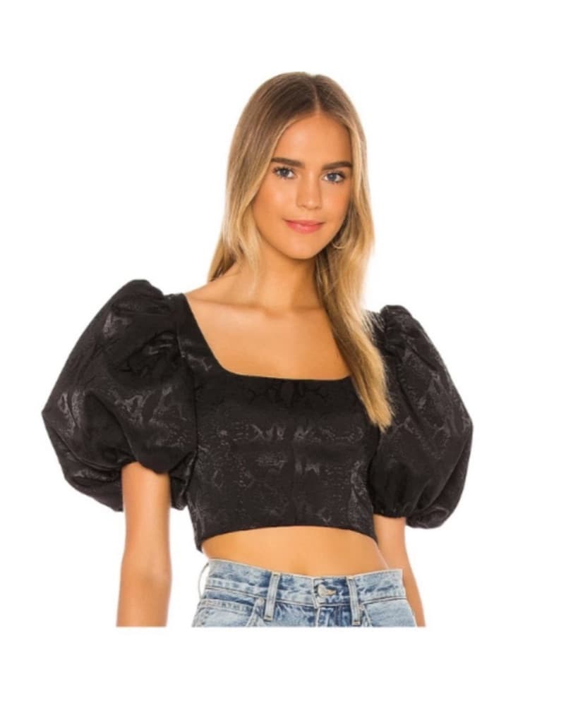 LPA Black Crop Top Puff Sleeves  - Image 3