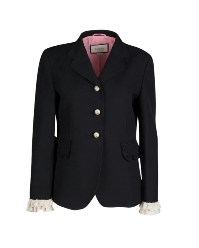 GUCCI Black Blazer with Pearl Buttons - Image 3
