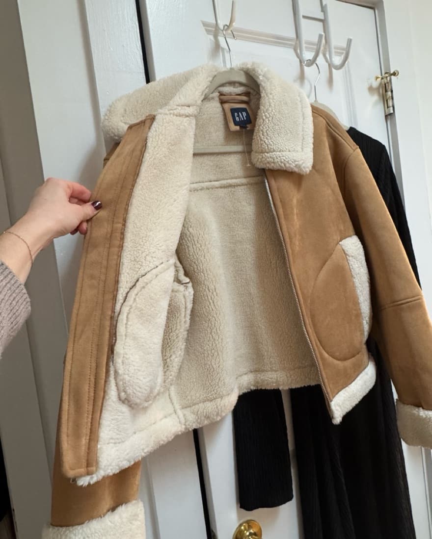 Unworn Plush Suede Sherpa Moto Jacket - Image 2