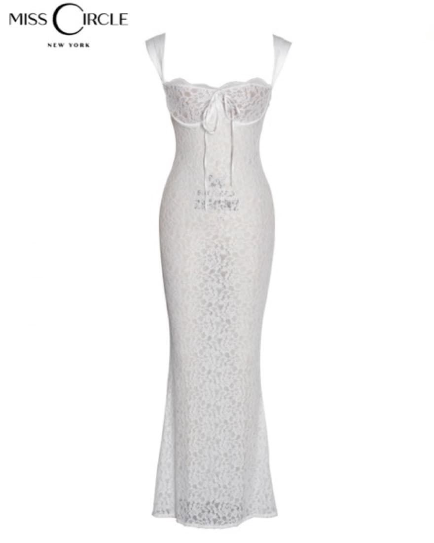 Veronica White Lace Maxi Dress - Image 3