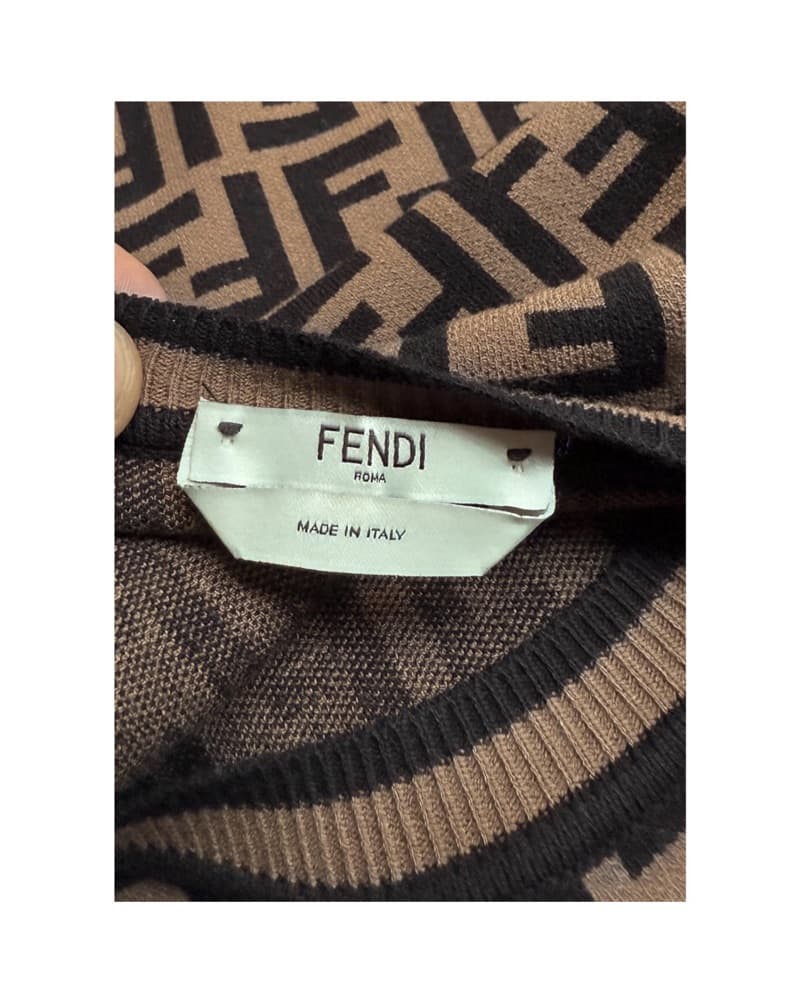 Fendi Signature Print Sleeveless Midi Dress - Image 4