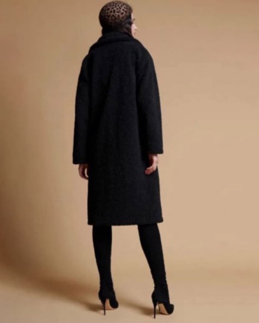 Long Black Sherpa Shearling Teddy Coat - Image 6