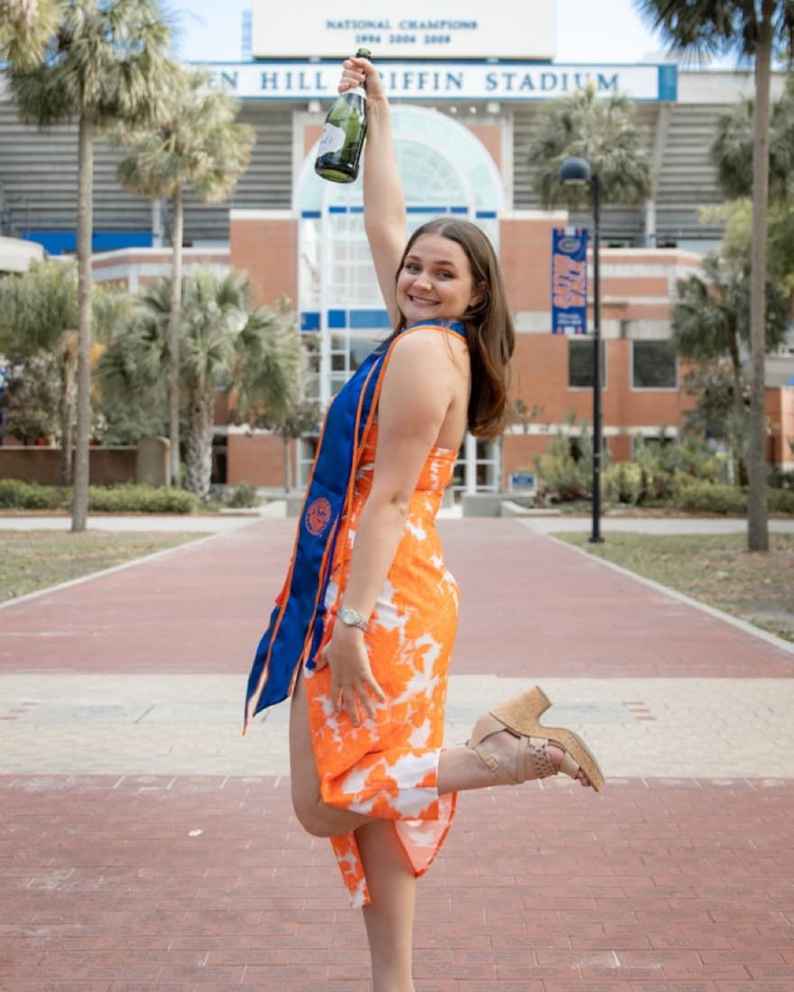 Midi Strapless Orange & White Dress - Image 4