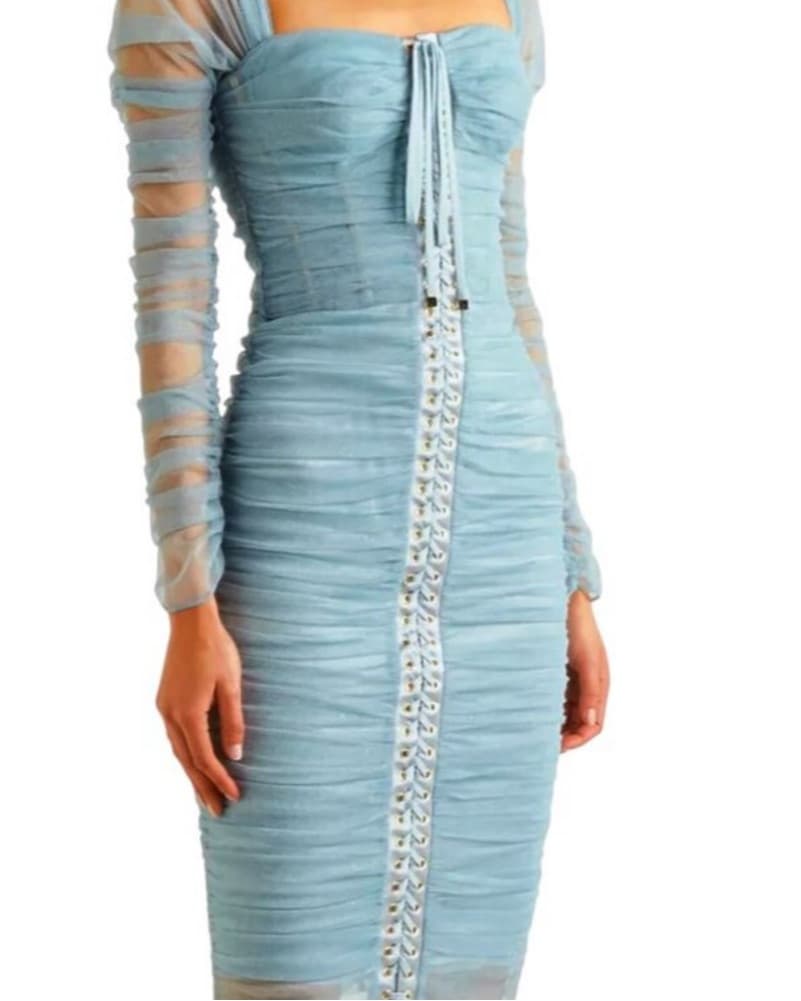 DOLCE & GABBANA Sz 0 BLUE LACE UP TULLE  - Image 5