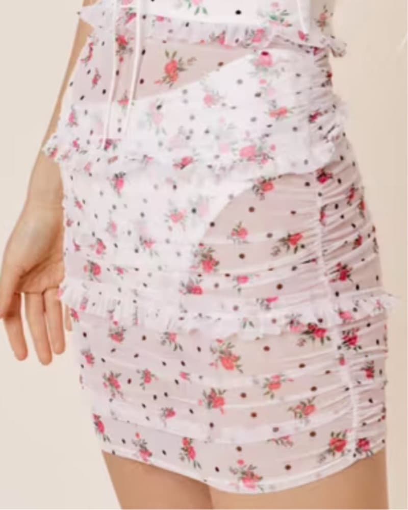 Bikini Top/Cover up. Floral Polka Dot - Image 3