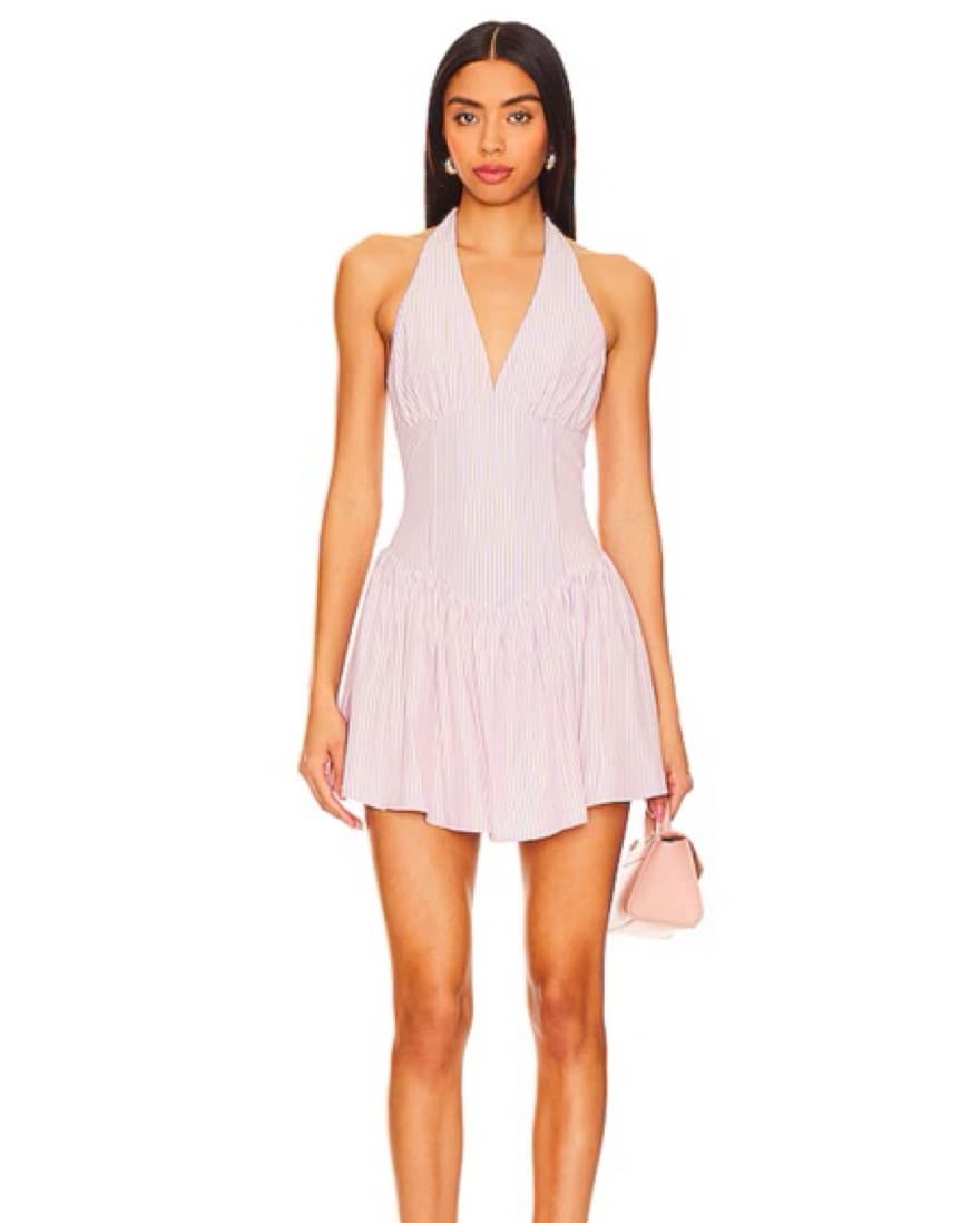 Yolani Mini Dress in Pink Stripe - Image 1