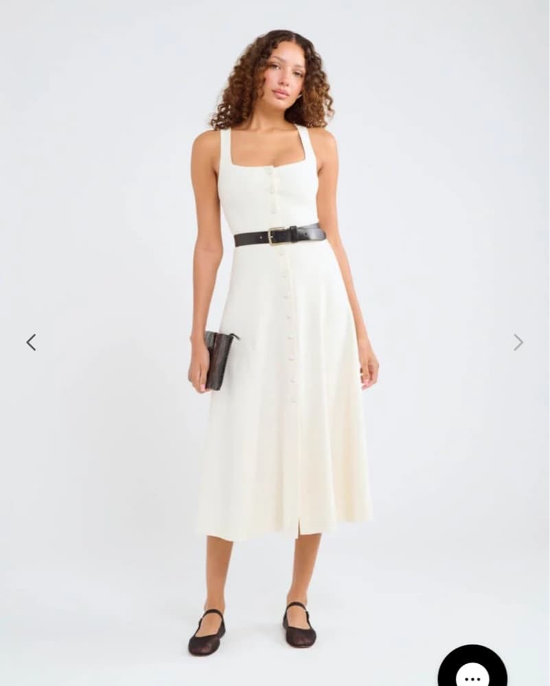 Mayfair White Linen Midi Dress - Image 5