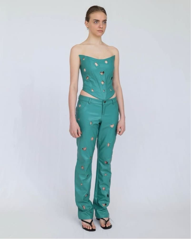 Lirika Matoshi faux leather Corset Top M - Image 6