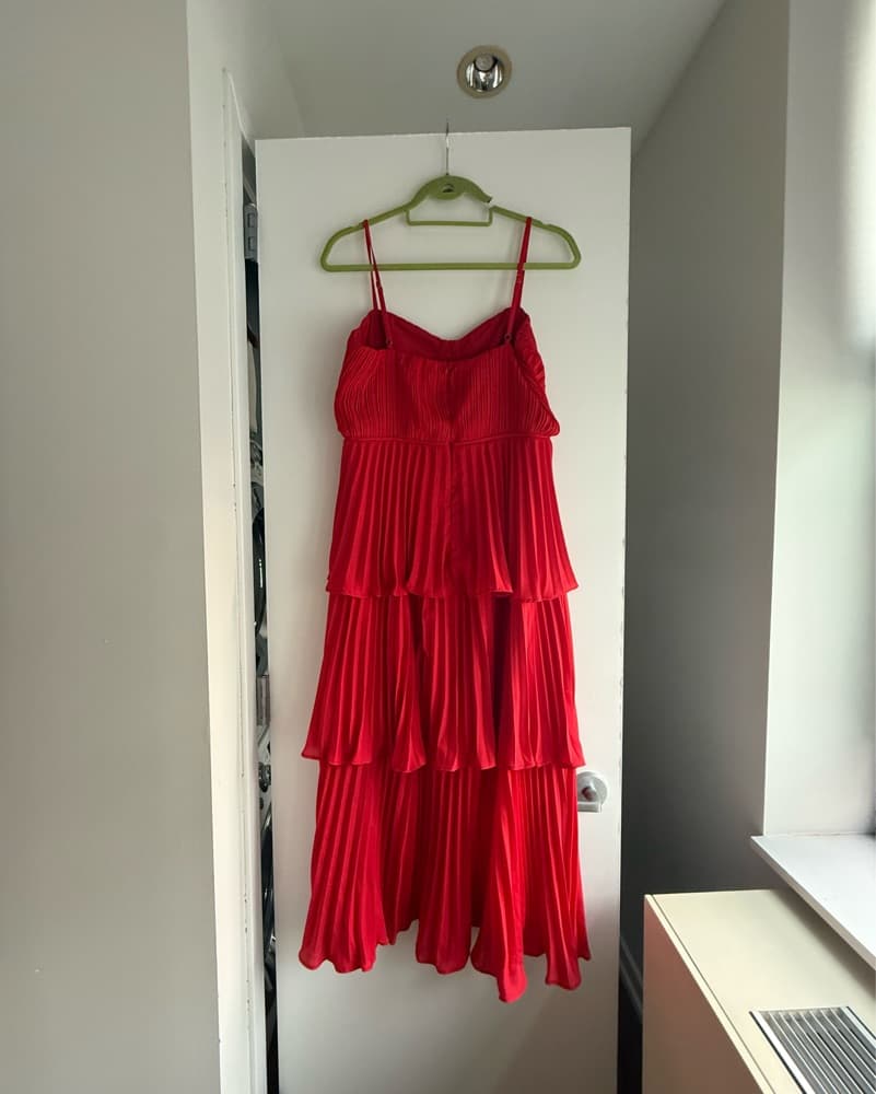 Vibrant Red Tiered Maxi Dress - Image 3