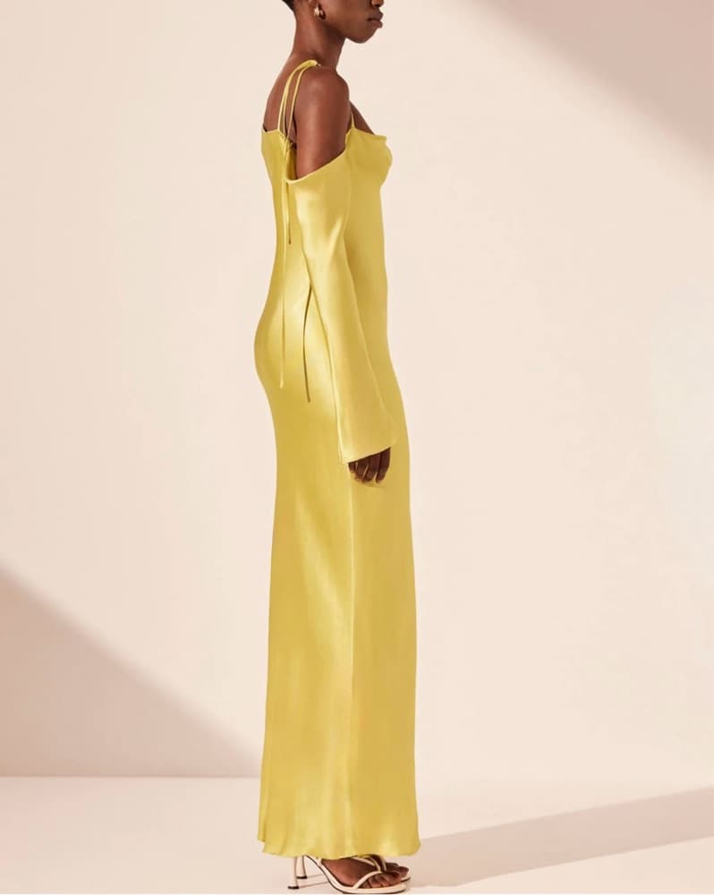 Shona Joy Sofia Asymmetrical Lime Maxi - Image 3