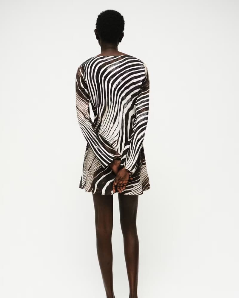 Zebra Print Long Sleeve Dress - Image 2