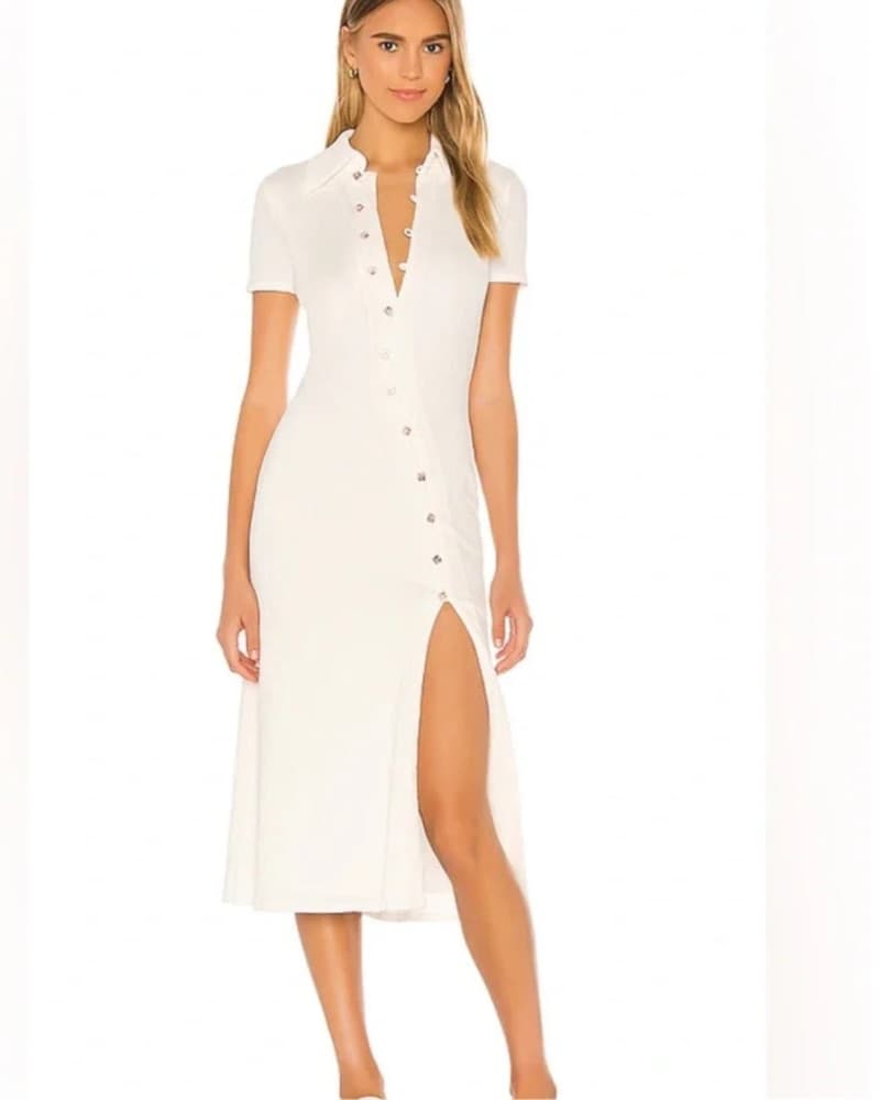 Chic White Button-Down Midi Dress - Image 4