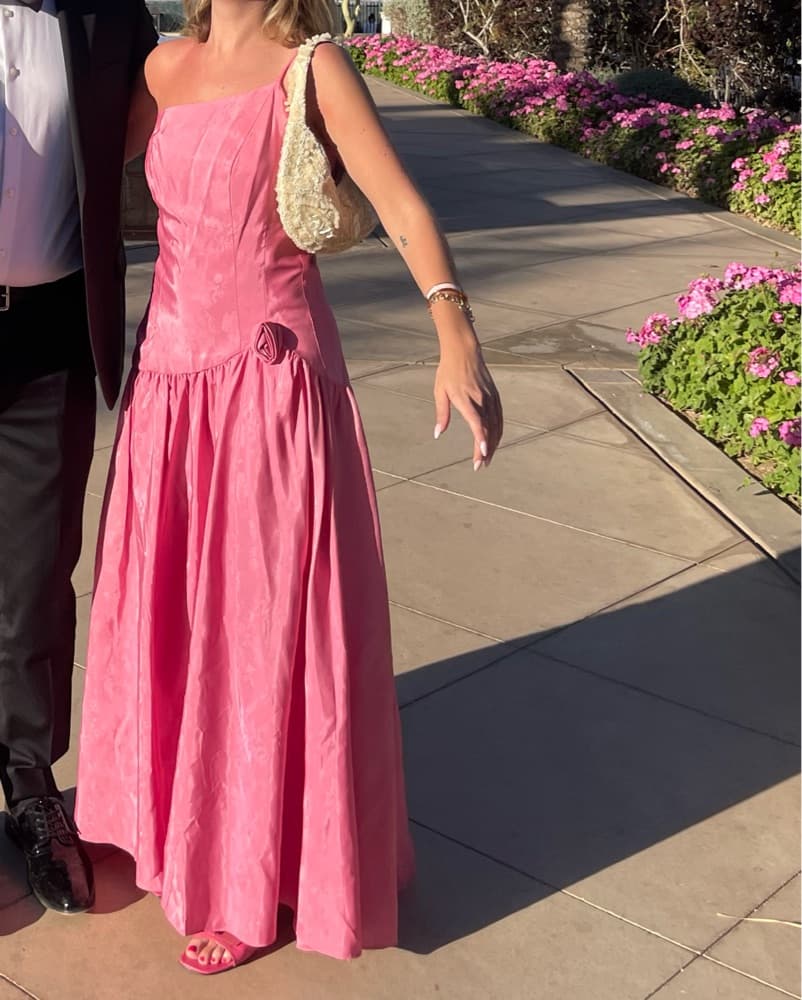 Vintage Pink Drop Waist Flower Dress - Image 1