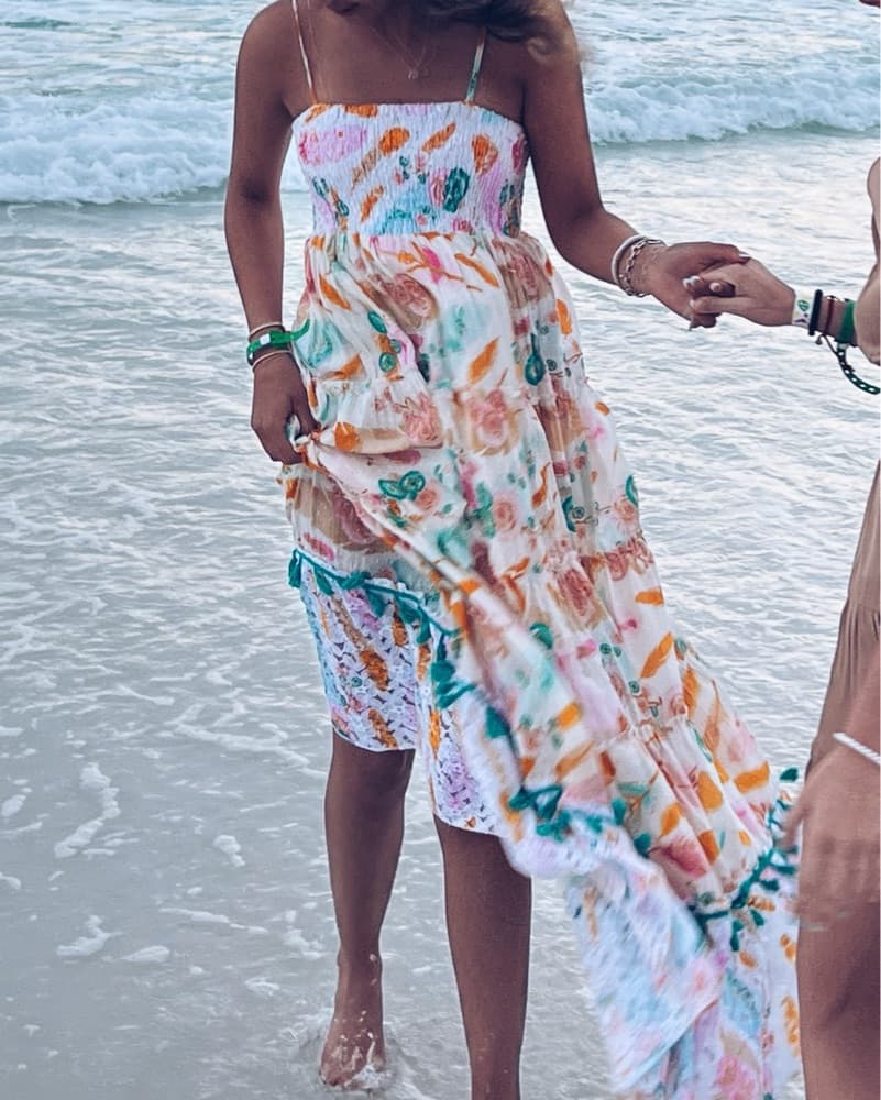 Colorful Smocked Tiered Maxi Dress - Image 3