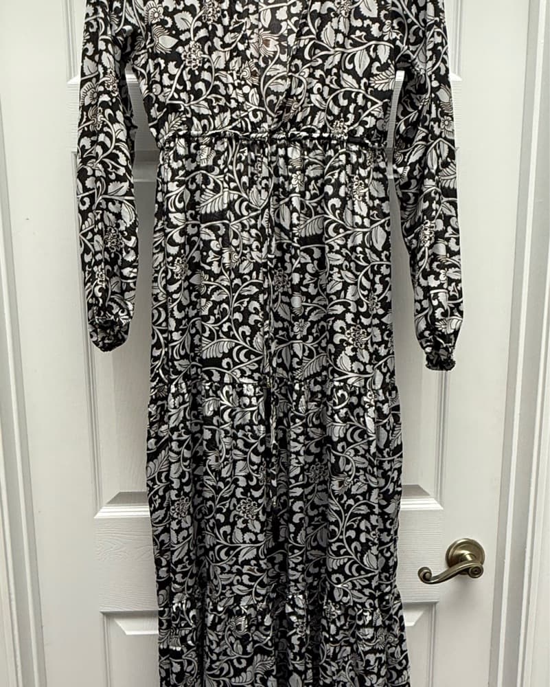 Navy Floral Maxi Dress (One Size) - Image 1