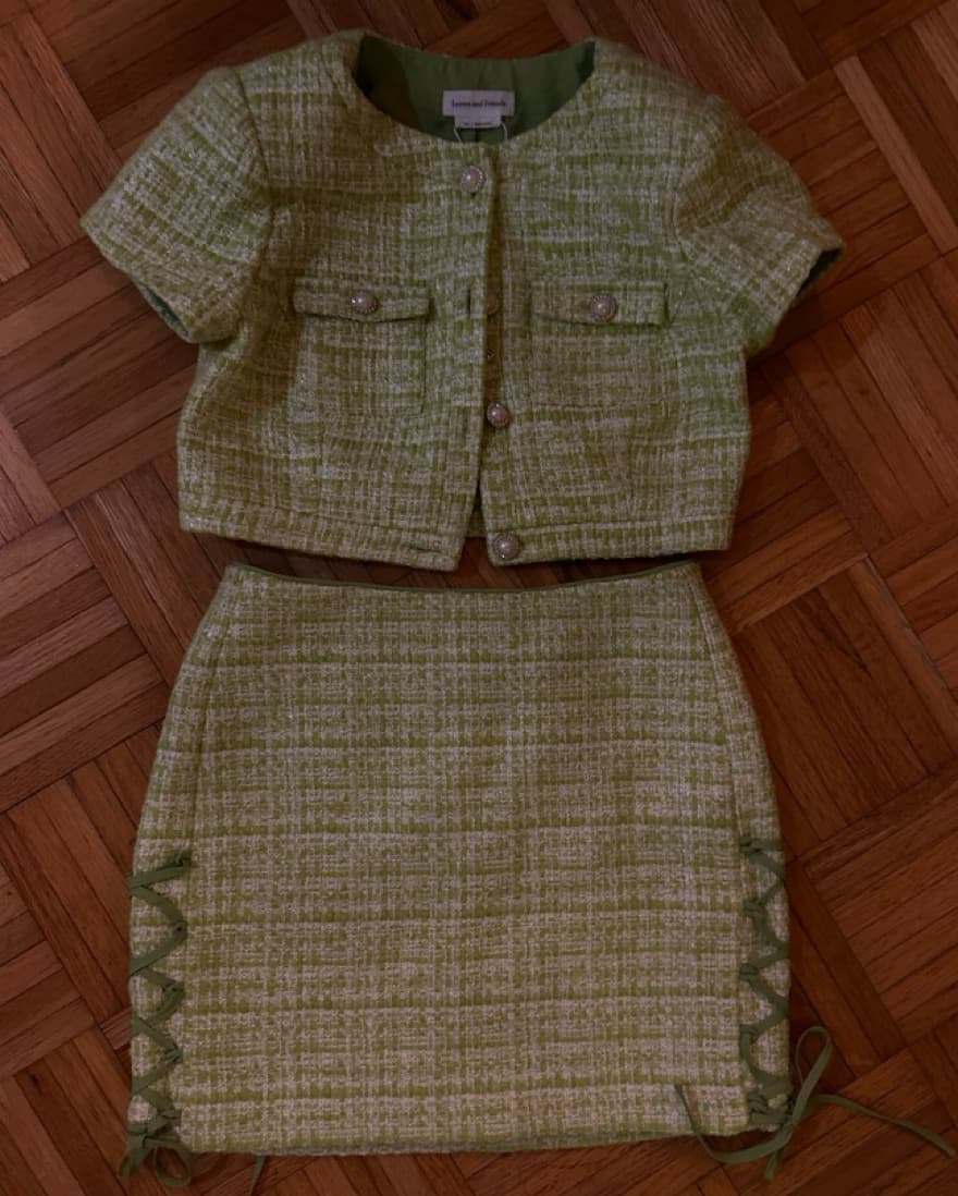 Lovers And Friends Green Tweed Skirt - Image 5