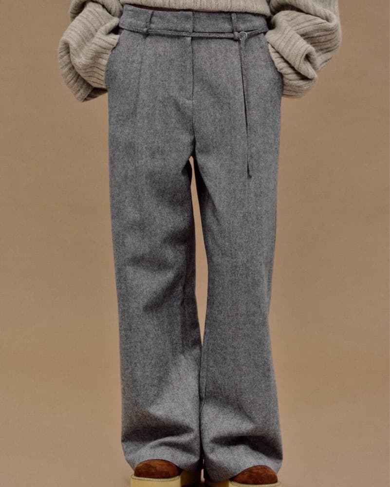 Source Unknown Wool Blend Belted Pants - Image 1