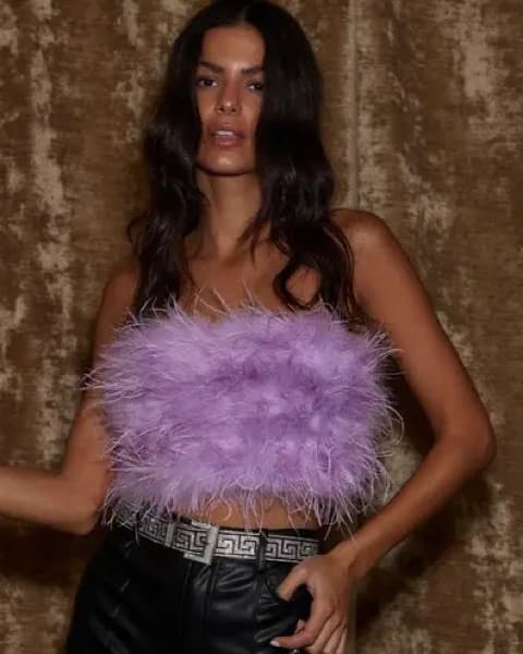 12th Tribe Purple Feather Bandeau Top - Image 1