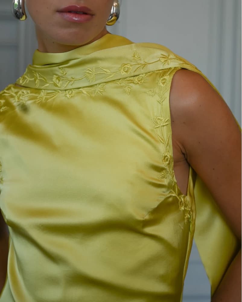 Chartreuse Nina Silk Dress - Image 2