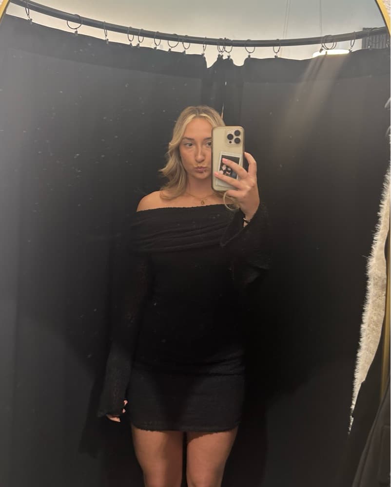 Black Long Sleeve Knit Dress - Image 2