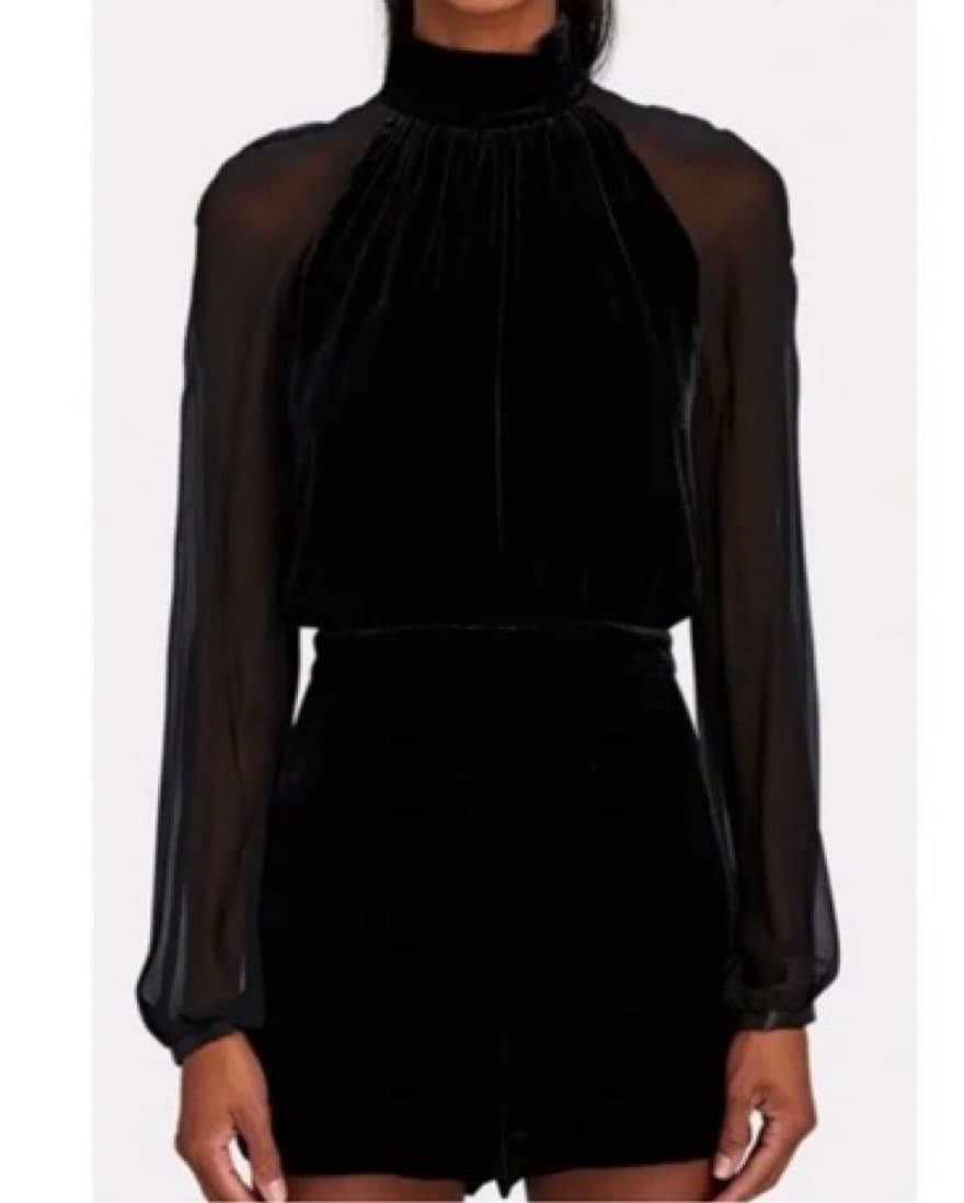 Intermix Black Velvet Romper - Image 1