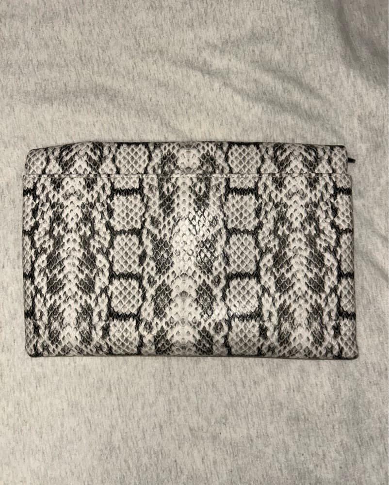 Snake Print Leather Clutch With Chain - Image 2