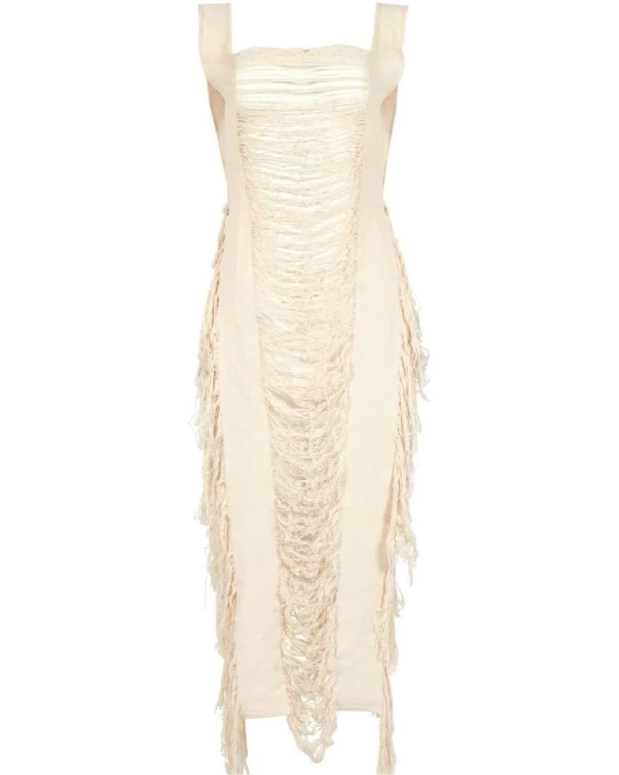 Cream Fringe Beach Cover Up Dress - Image 2