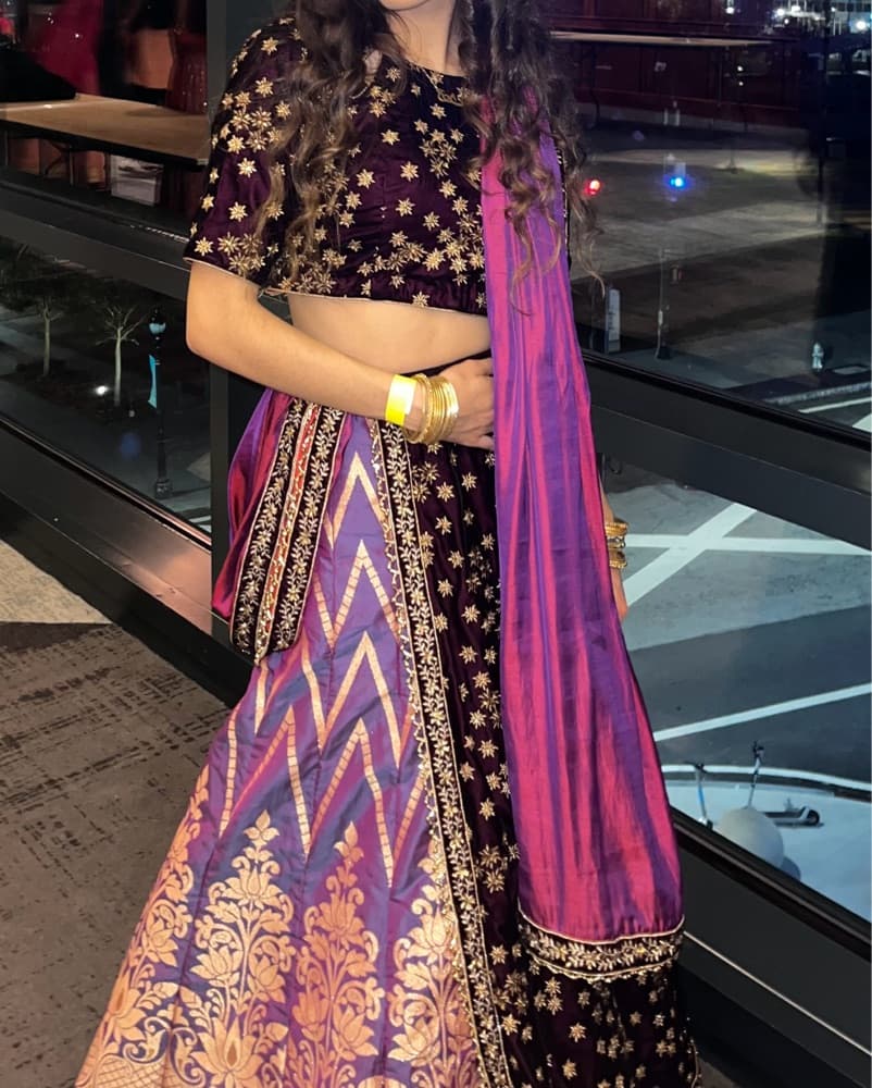 Purple Indian Lehenga Saree - Image 5